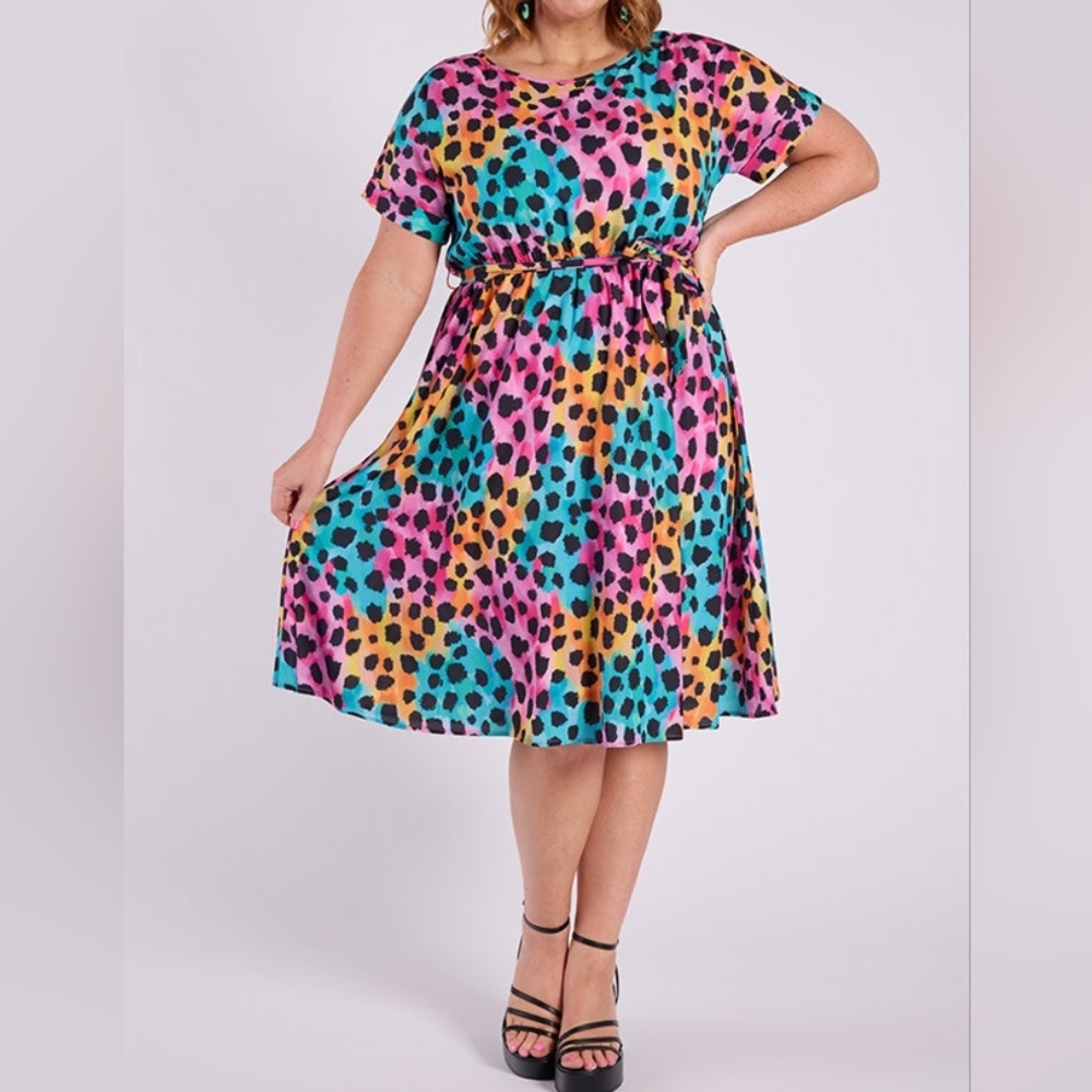 Multicolor Leopard Print Dress